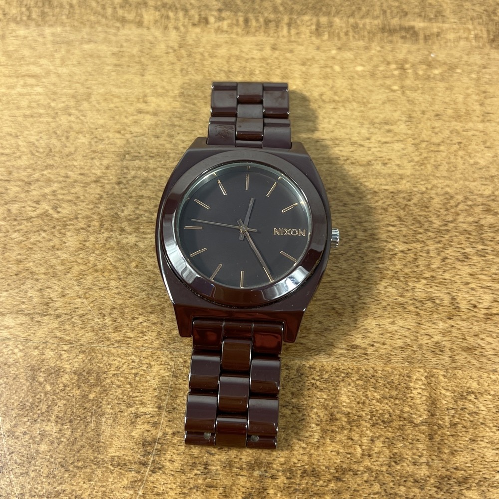 Nixon Men's The Time Teller Brown Ceramic Quartz Watch - Untested Needs Battery